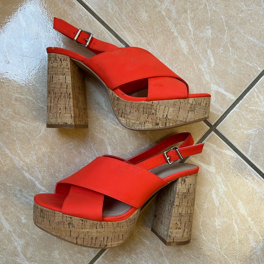 Joe Fresh Coral Cork Platform Heels